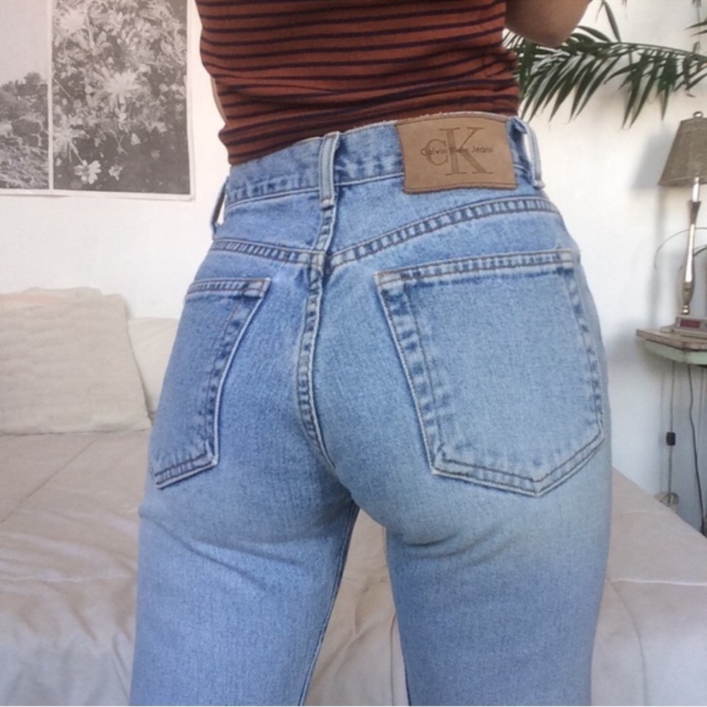 Vintage calvin klein mom jeans high rise straight leg 90s blue